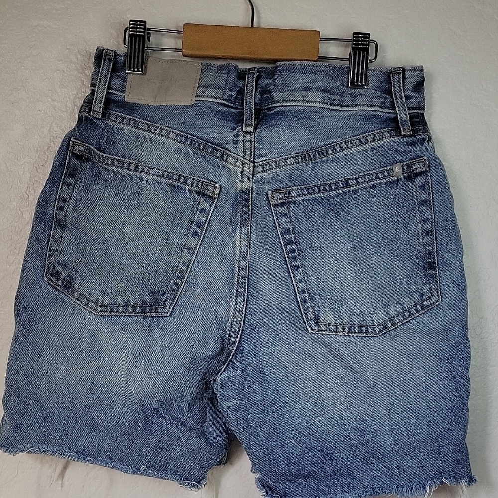 Everlane Blue Jean Shorts High-Waisted Distressed Size 24 - Picture 2 of 10
